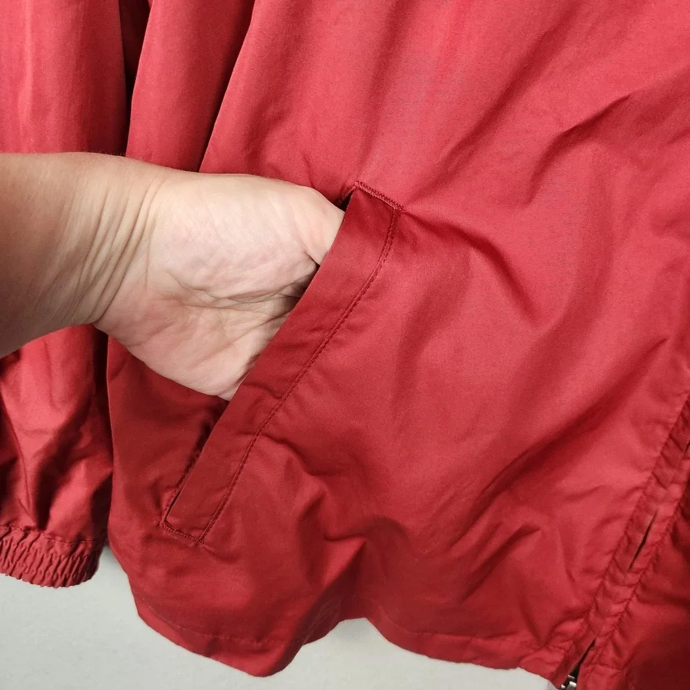 Polo Golf Ralph Lauren Jacket Mens‎ Large Red Packable Hood Windbreaker Full Zip